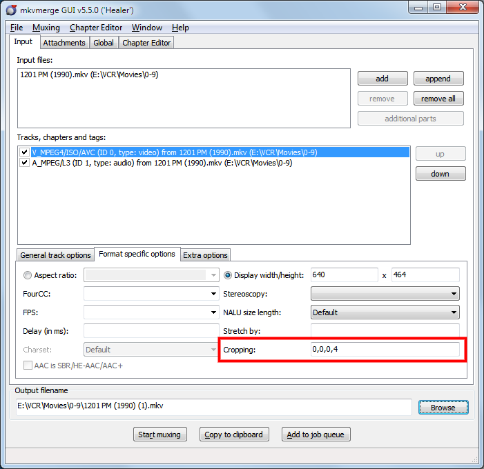 Cropping Mkvtoolnix