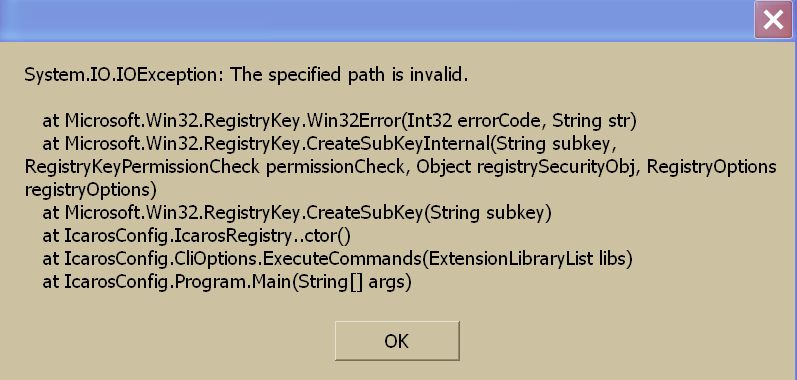 Error when opening Icaros