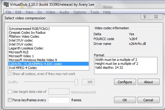 Virtualdub and x264vfw - VideoHelp Forum