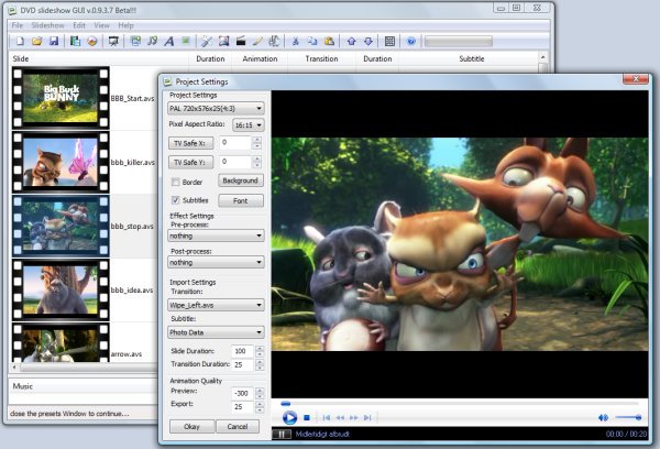 Big Buck Bunny in DVD slideshow GUI
