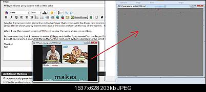 Click image for larger version

Name:	MPlayerGreyscreenwithsomecolorArtifacts.jpg
Views:	379
Size:	202.9 KB
ID:	28465