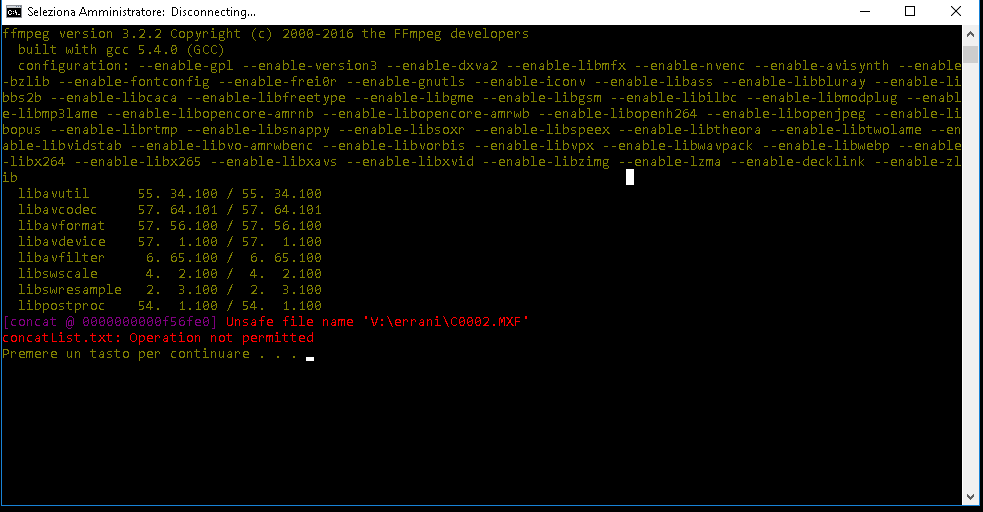 FFMPEG in concat mode Error: Unsafe file name ... Operation not permitted?  - VideoHelp Forum