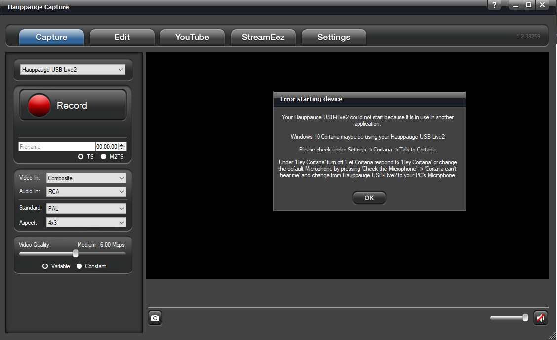 I can't capture with Hauppauge USB Live 2 - VideoHelp Forum