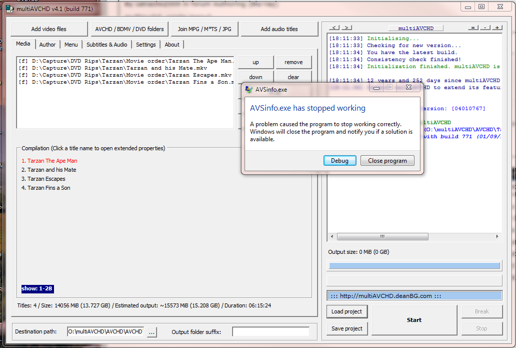 multiAVCHD 4.1.771 is crashing when I do just about anything - VideoHelp  Forum