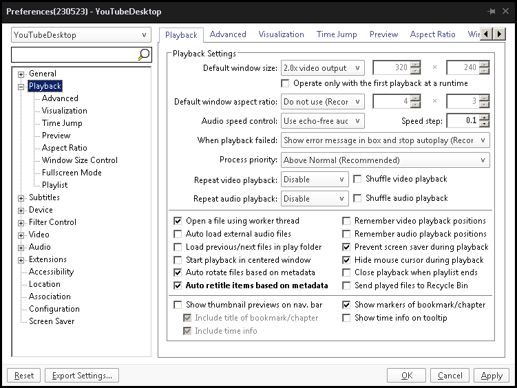 PotPlayer - Where in the settings can you set a default playback resolution  - VideoHelp Forum