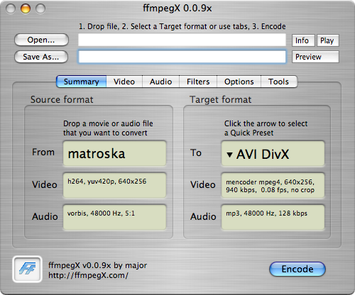 Target format. Ffmpeg gui Mac.